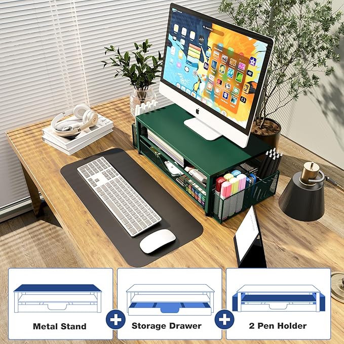 OPNICE Desk Organizers and Accessories, 2-Tier Computer Monitor Stand Riser - Image 4