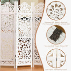 5.75Ft Room Divider Wood Screen, 33Lbs Durable MDF Carved Rustic Style Headboard - Image 4