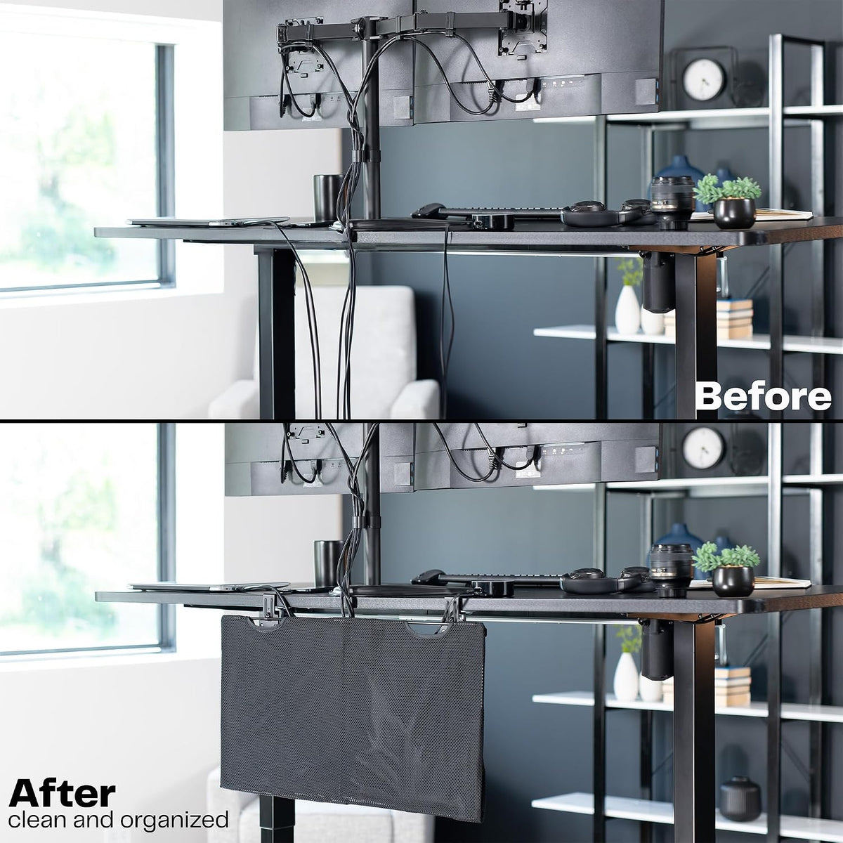 VIVO Clamp-on 30 in Desk Cable Management Sleeve