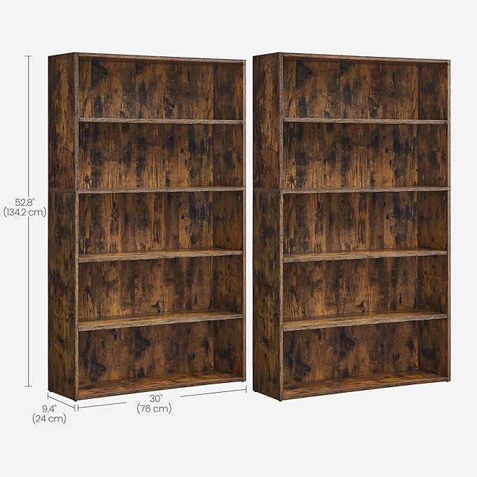 VASAGLE Set of 2 Bookshelves, 30 Inches Wide, 5-Tier Open Bookcases - Image 3
