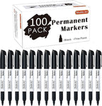 Shuttle Art 100 Pack Black Permanent Markers, Fine Point Permanent Marker Pens by ShuttleArt