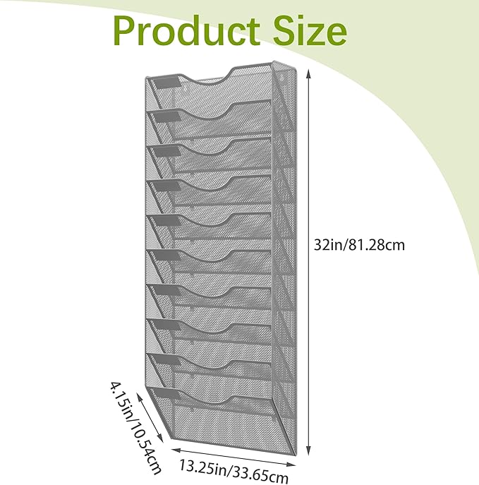 EasyPAG 10 Pocket Mesh Wall File Organizer, Hanging Paper Folder Holder - Image 4