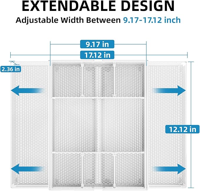 Marbrasse Expandable Desk Drawer Organizer, Mesh Drawer Organizer Tray - Image 2