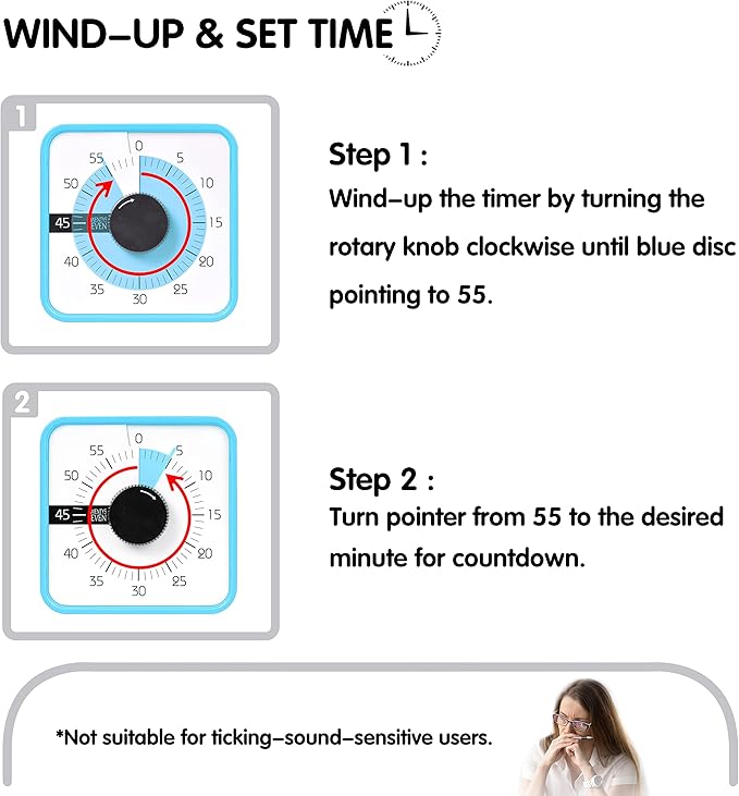 TWENTY5 SEVEN Countdown Timer 7.5 inch; 60 Minute 1 Hour Visual Timer – - Image 3