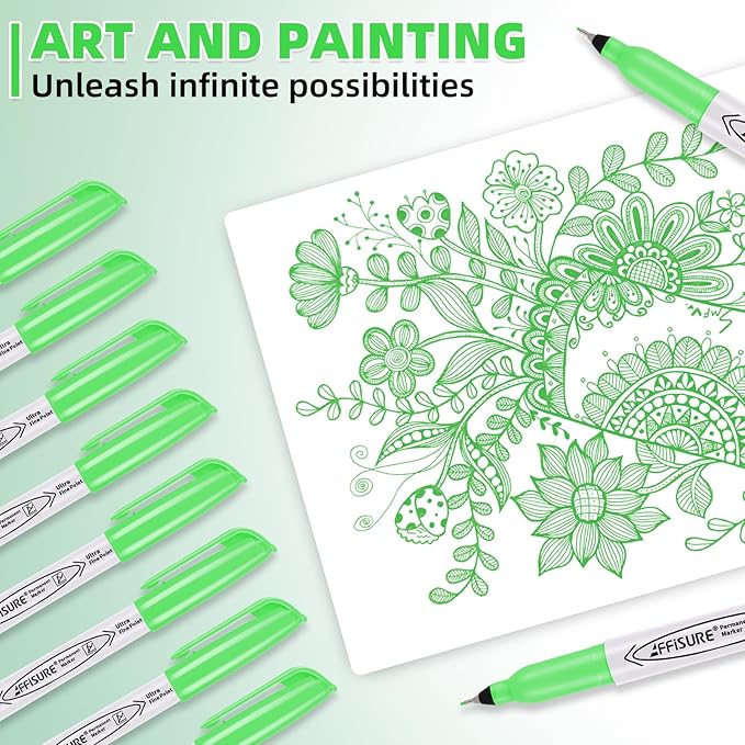 Green Ultra Fine Point Permanent Markers, 20 Pack, 0.4 mm, Precision Extra Fine - Image 7