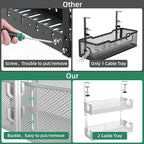 Multi-Model Under Desk Cable Management Tray 2 Packs Metal Under Desk Wire - Image 4