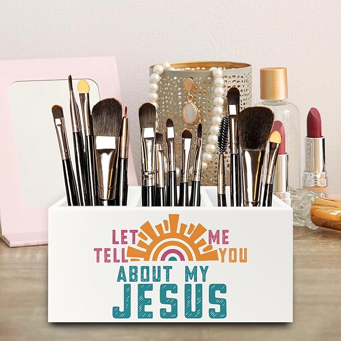 QZQE Boho Jesus Christian Pen Pencil Holder Organizer - Image 4