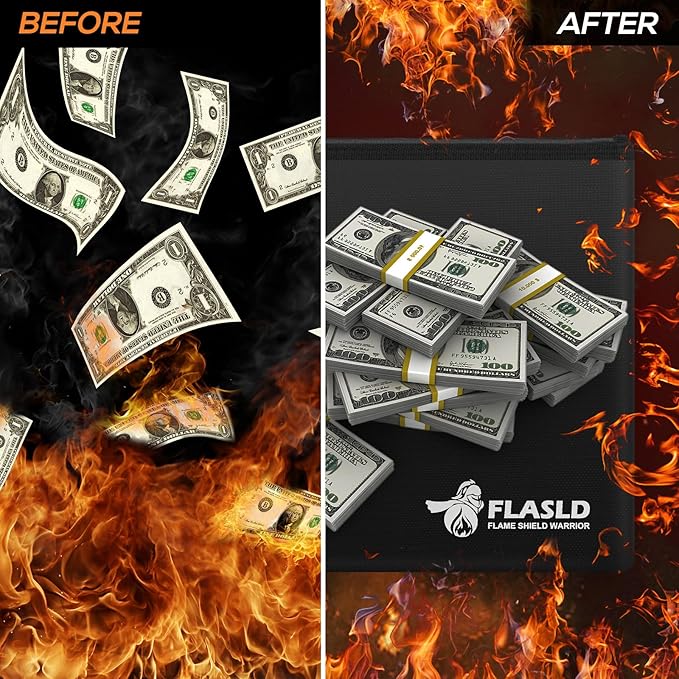 FLASLD Fireproof Document Money Bags, Large Fireproof Wallet Pouch, Safe Bag - Image 4