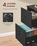 vasagle 4 drawer file cabinet with locks, for, side view