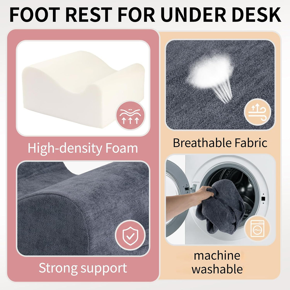 Foot Rest for Under Desk at Work,Curved Ergonomic Footrest for Office, Blue