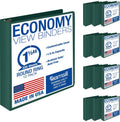 Samsill 1.5 Inch 3 Ring Binders, Economy Round Ring, Clear View Cover, 325 Sheet Capacity - for School, Home, Office - Green, 12 Pack