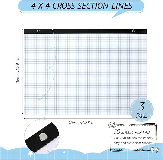 Fainne 3 Pcs Large Engineering Graph Paper Grid Graph Paper Pad Giant Drafting - Image 2
