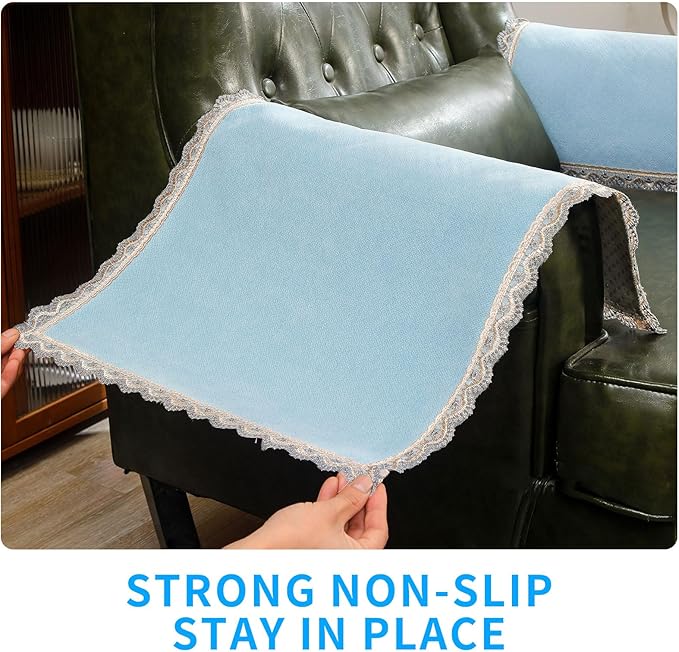 MINJIATEX Couch arm Covers, Non-Slip lace Sofa arm Covers Set of 2 Washable - Image 4