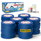 XFasten Blue Painters Tape 1 Inch Wide x 6, 480 Feet 36-Pack Bulk UV by XFasten