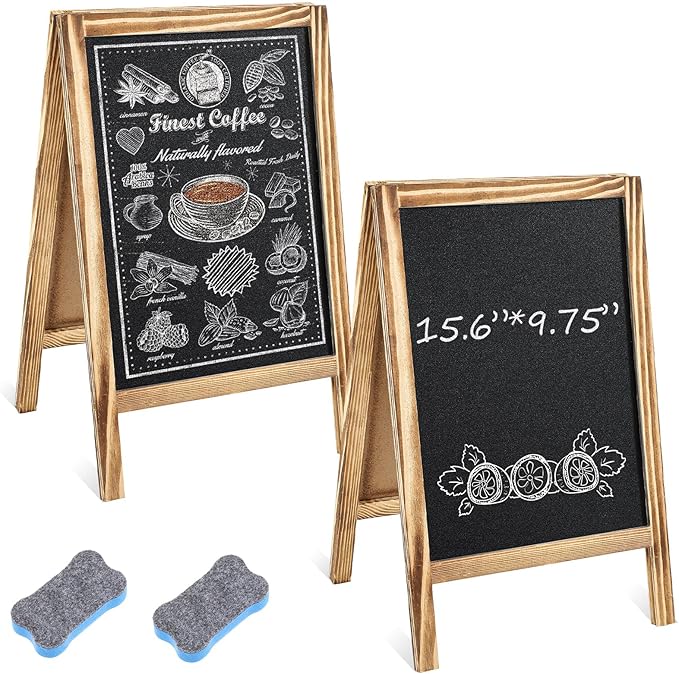 Henoyso 2 Pcs 16" x 10" Small Chalkboard Easel Tabletop Chalkboard Signs Menu by Henoyso