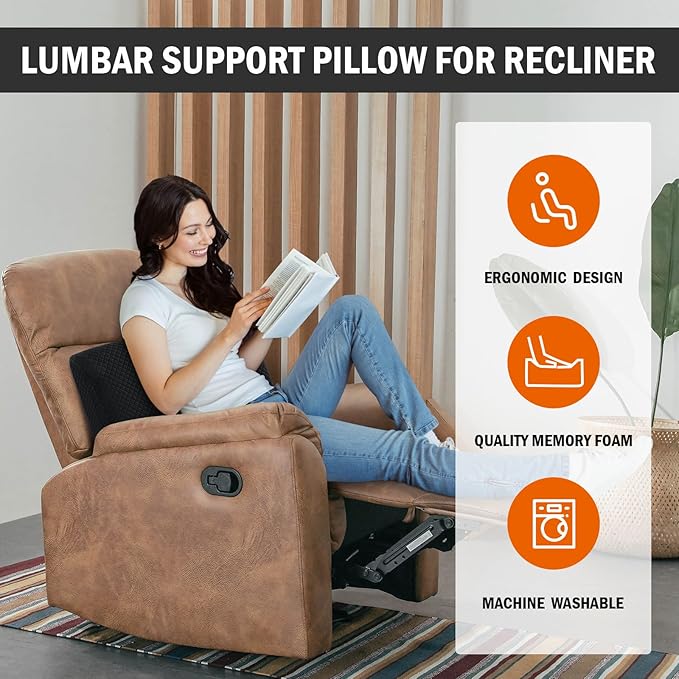 HOMBYS Lumbar Support Pillow for Recliner Chair, Memory Foam Back Support - Image 2