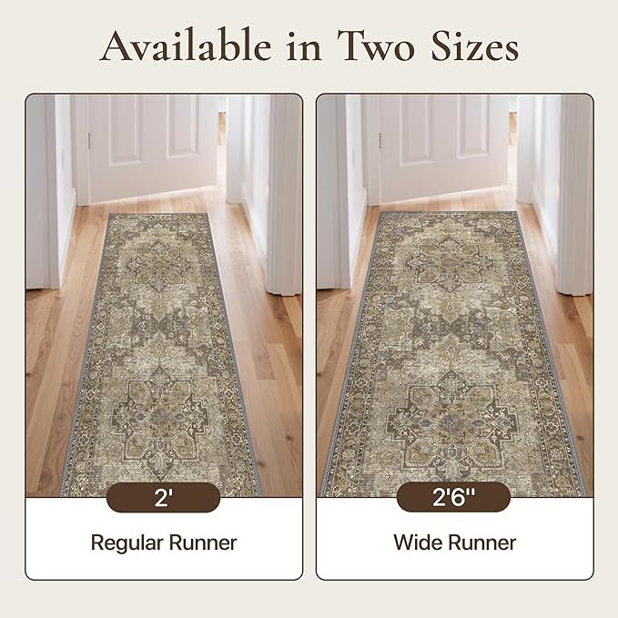 GENIMO 2'6''x6 Runner Rugs for Hallway, Machine Washable Non Slip Vintage Rugs - Image 3