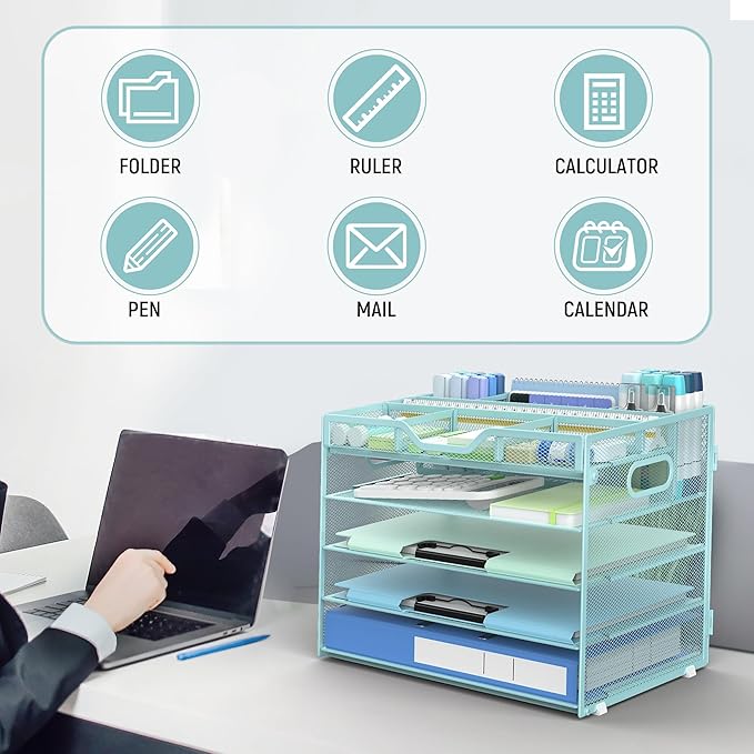 Docnest 5 Tier Mesh Desk Organizer- Letter Tray - Image 7