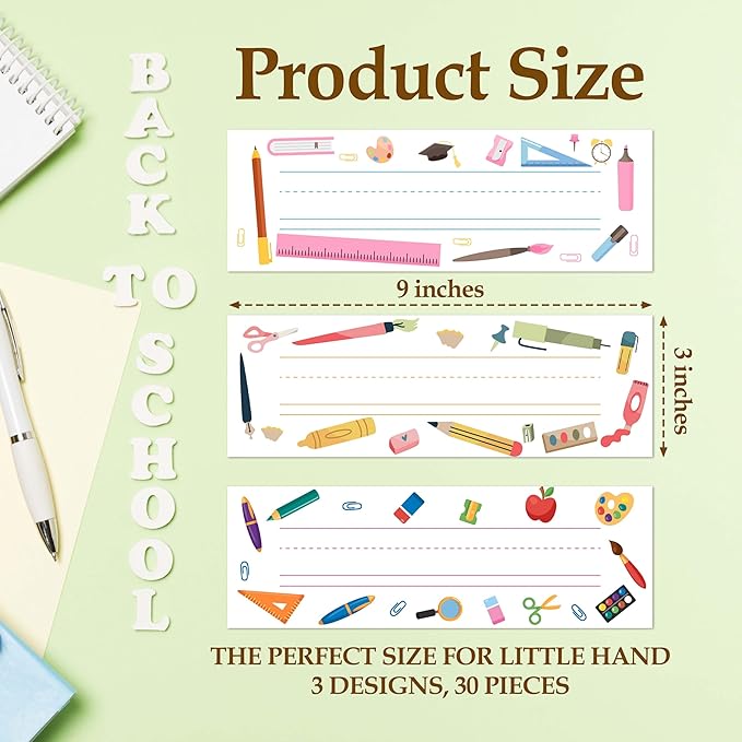 30 Name Tags for Classroom Cubbies, 3x9 in Colorful Name Plates for Desks - Image 2