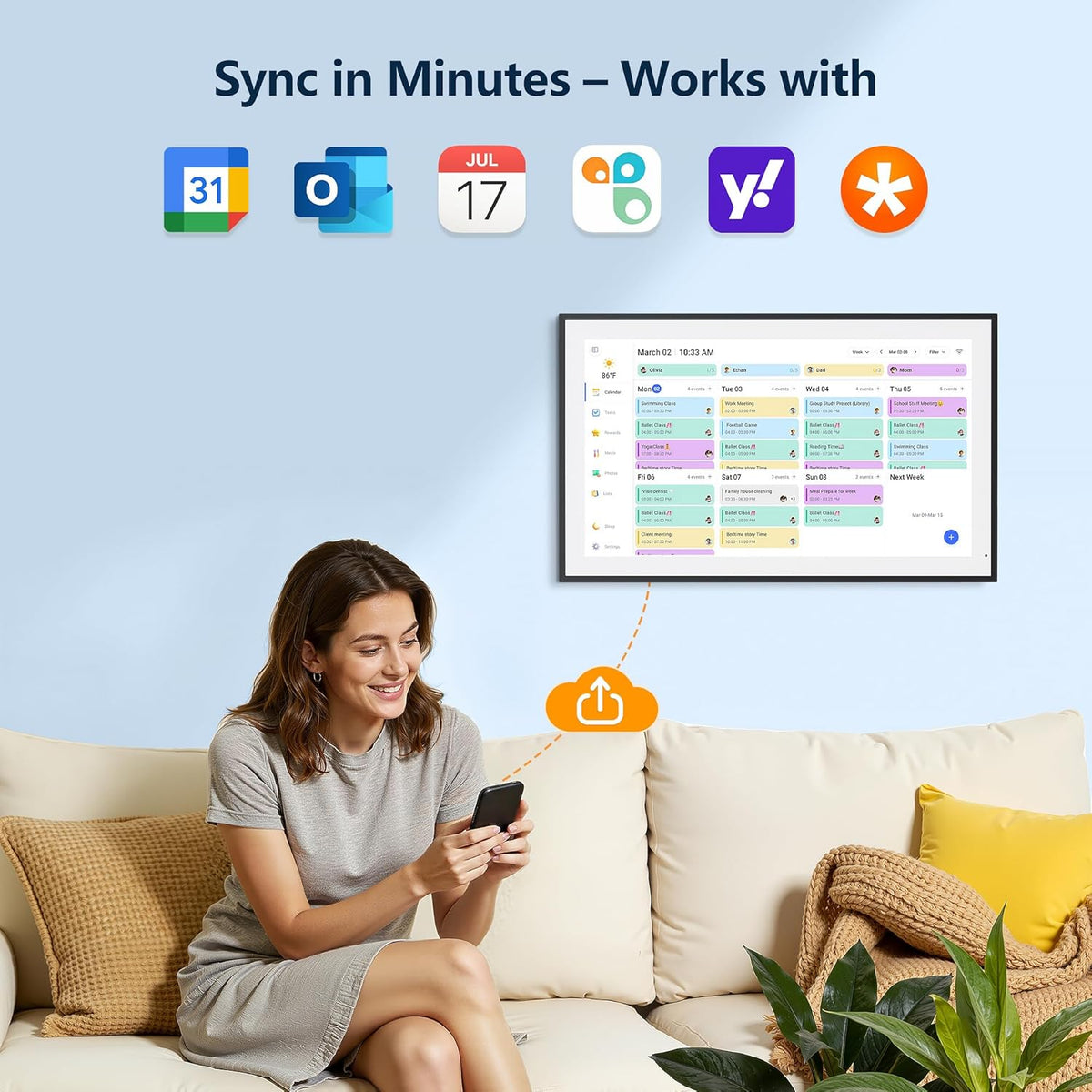 Digital Calendar, 15.6 Inch Wall Planner Electronic Calendar & Chore Char...