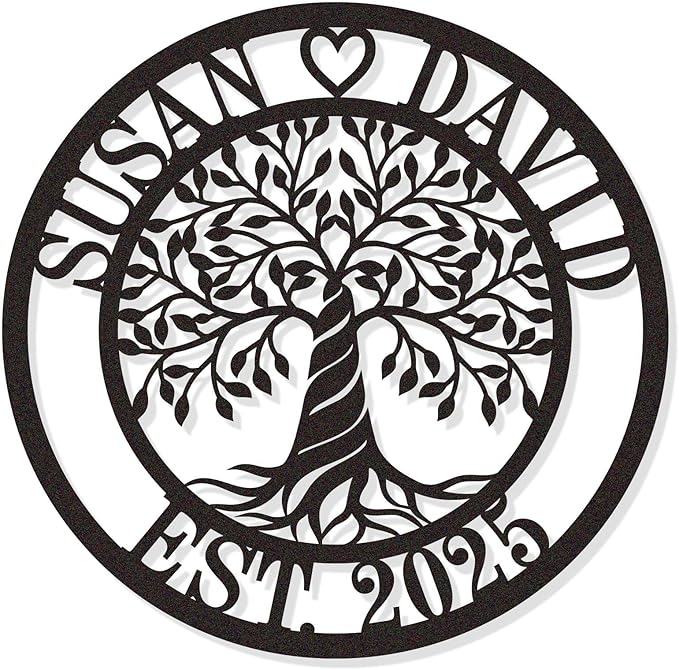 Personalized Tree of Life Metal Sign, Custom Family Name Metal Plaque, Monogram by HYTSIGN