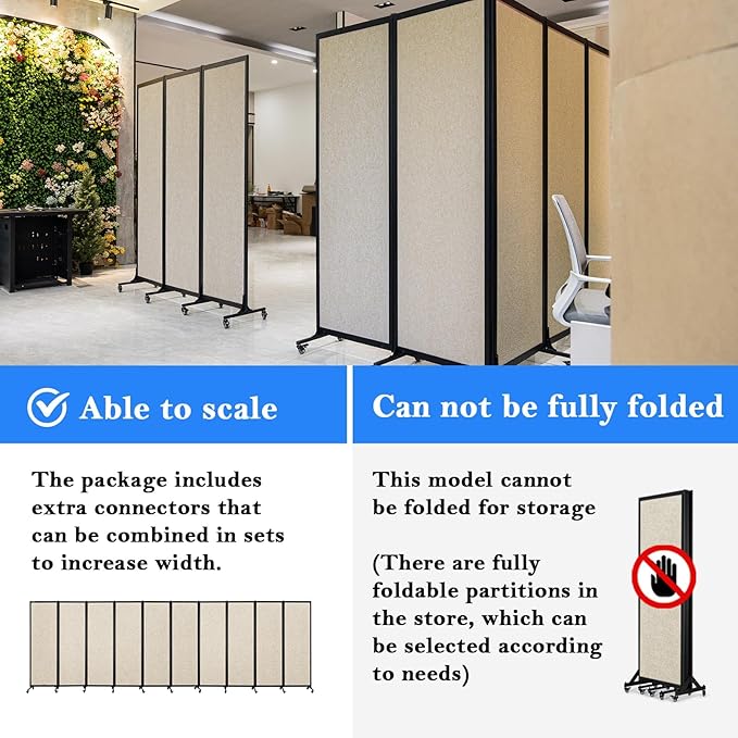 Upgrade Version Room Partition and Divider, Freestanding Rolling Dividers - Image 3