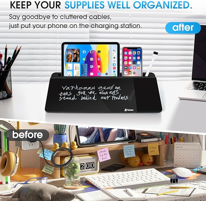 Varhomax Glass Desk Whiteboard Black - Image 4