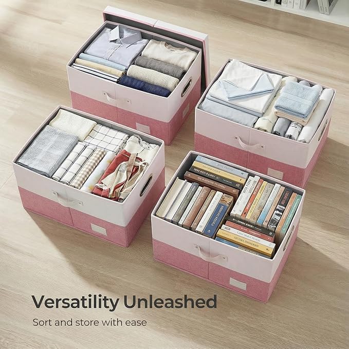 PRANDOM Storage Bins with Lids Linen Fabric Foldable Storage Boxes Organizer - Image 6