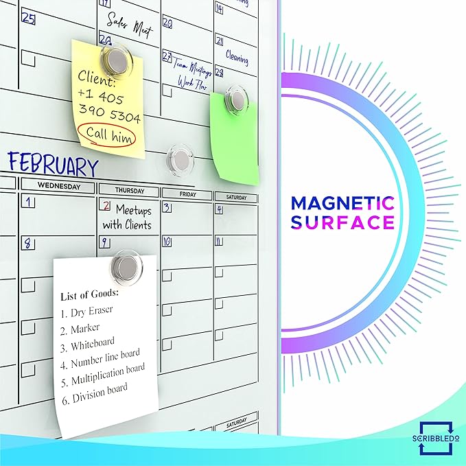 Glass Whiteboard Calendar 34x46” Quarterly Planner White Board Dry Erase Board - Image 6