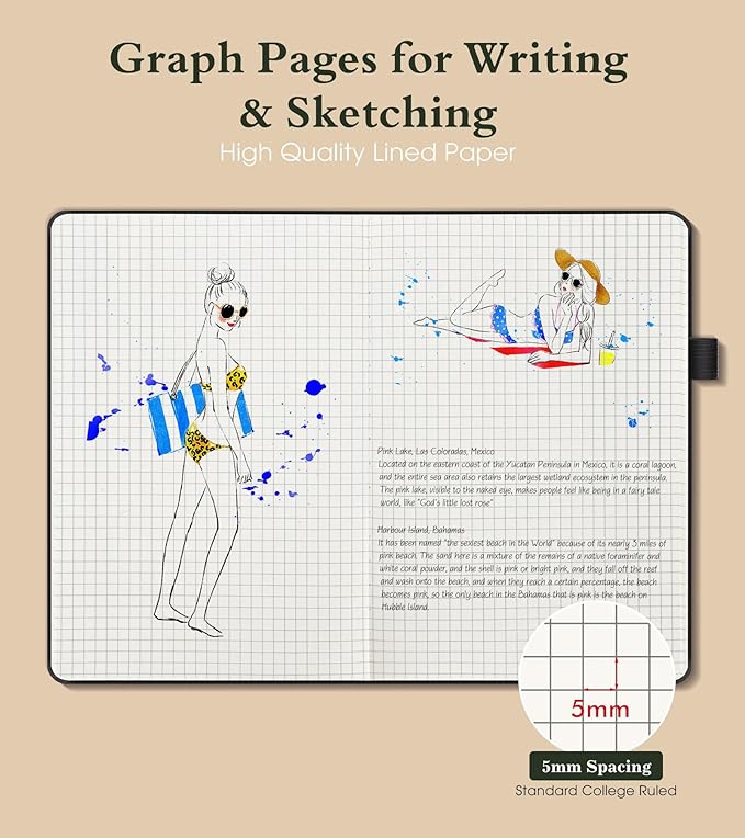PAIBAS Graph Notebook for Women Men, 160 Pages Grid Paper, Graphing Notebooks - Image 3