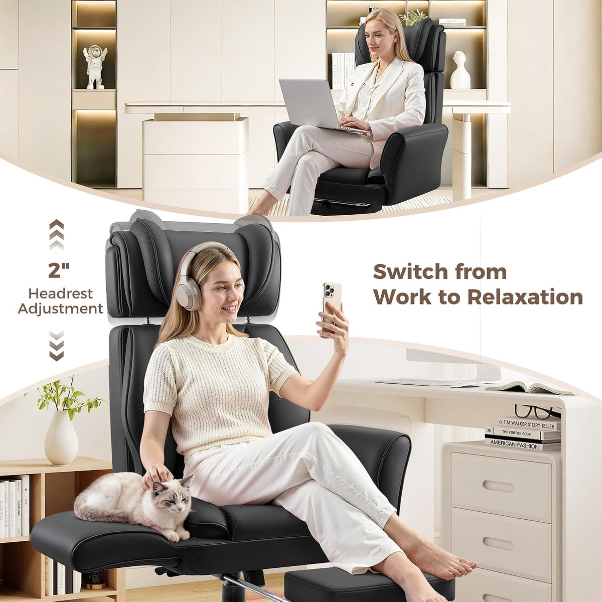 Big and Tall Office Chair, Flip Armrests for Pets & Cross Legged Sitting,...