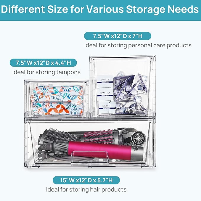 Vtopmart Clear Stackable Storage Drawers Set of 5, Easily Assemble Acrylic - Image 6