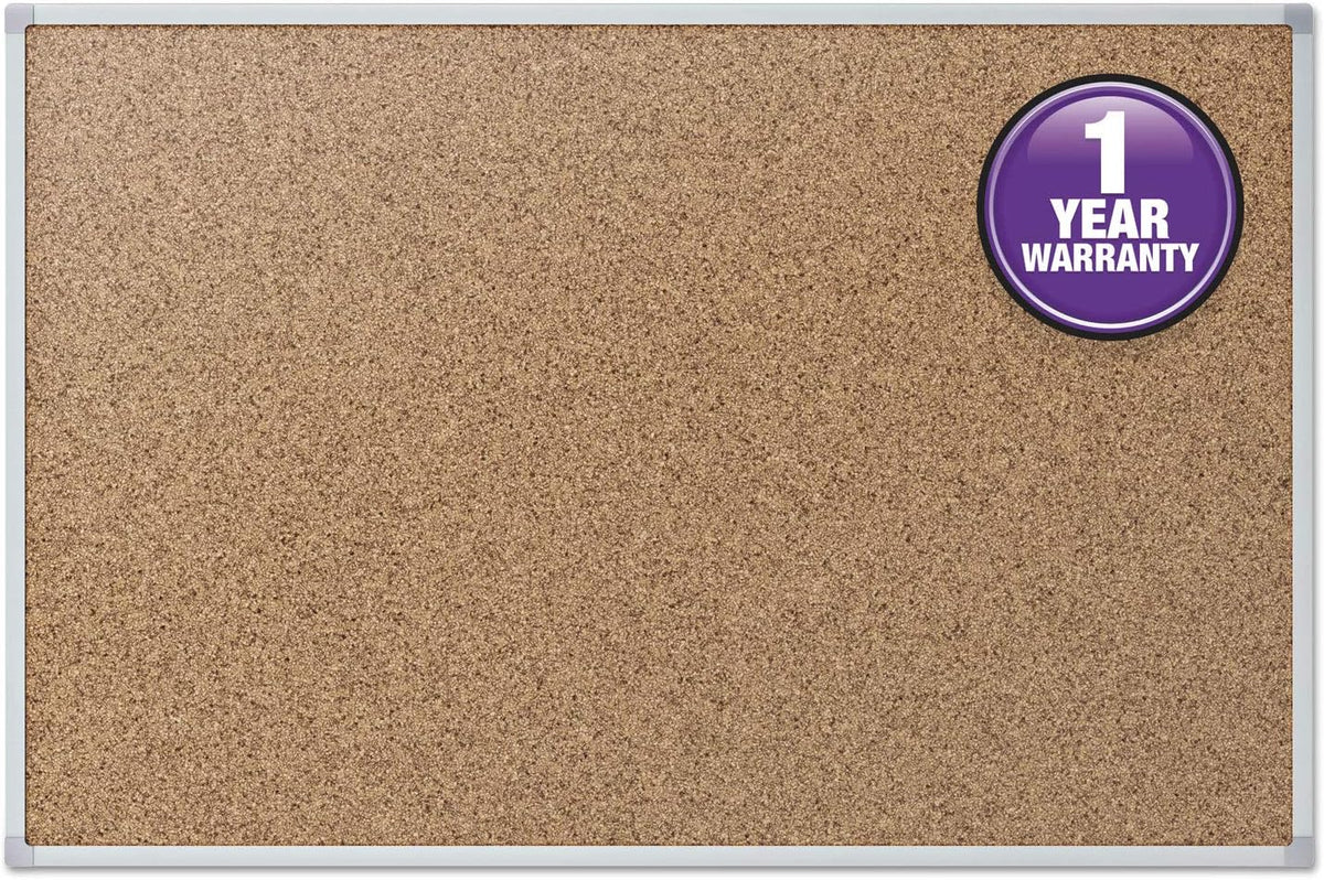 Mead Corkboard, 4' x 3' Bulletin Board, Aluminum Frame Cork Board (85...