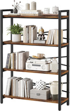 4 Tier Bookshelf 31.49" Width, Book Organizers and Storage, Wood and Metal Tall by Homeiju