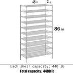 Regal Altair 21" Deep x 48" Wide x 86" Height Wire Shelving Kit | 10-Tier | NSF - Image 3