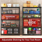 72" h heavy duty garage shelving, 2400lbs capacity, package contents