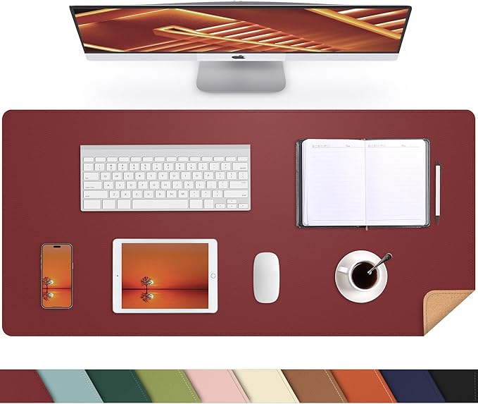 Desk Mat 31.5" x 17" Leather Desk Pad Protector by AFIING