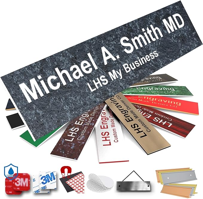 Engraved Door Signs for Office Personalized Mojave Plastic Door Plaque White by LHS+My+Business