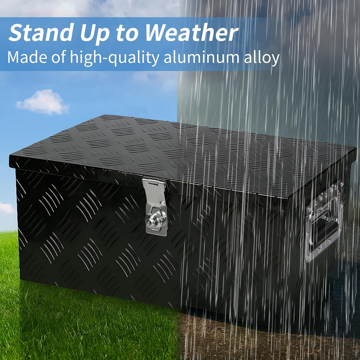 30 inch aluminum truck tool box lockable, 30", close-up detail