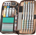 Nicpro Blocky Gear Metal Mechanical Pencil Set in Leather Case, 0.9&2mm Lead by Nicpro