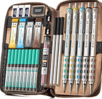Nicpro Blocky Gear Metal Mechanical Pencil Set in Leather Case, 0.9&2mm Lead by Nicpro