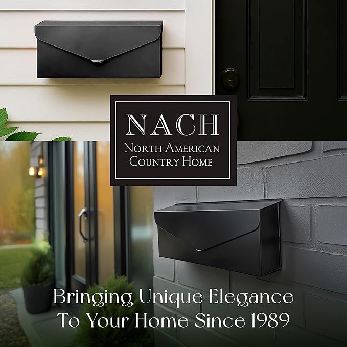 NACH Black Envelope Wall Mount Mailbox, Rust Resistant Metal Mailbox, Mailboxes - Image 7