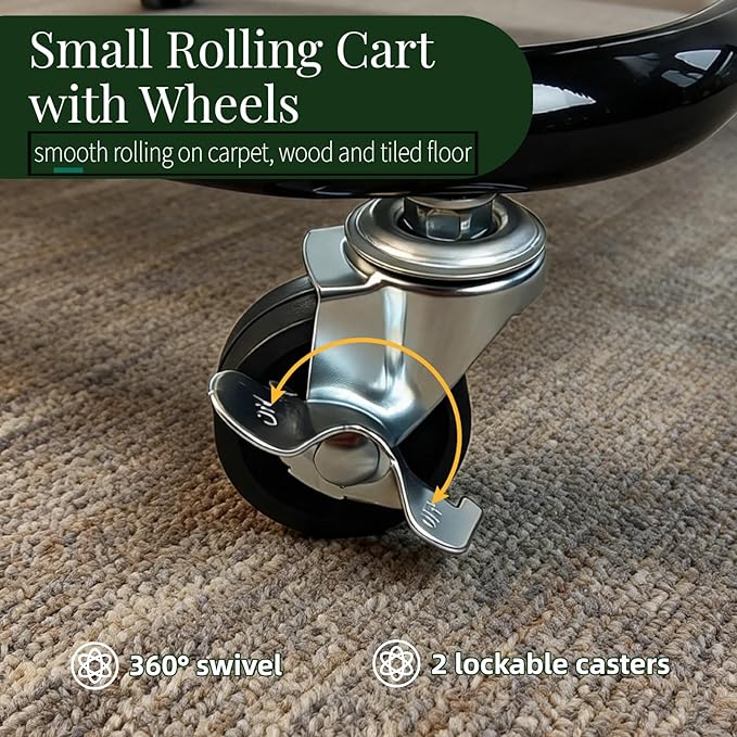 LiWNYRK 2 Tier Cart with Wheels Heavy Duty Metal Rolling Storage Cart - Image 6
