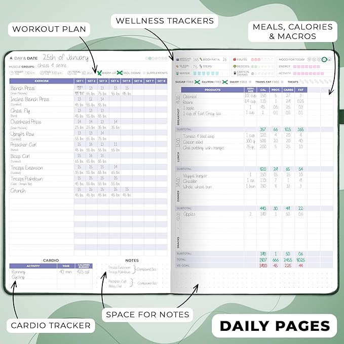 Clever Fox Fitness & Food Journal PRO – Daily Workout & Meal Planner - Image 3