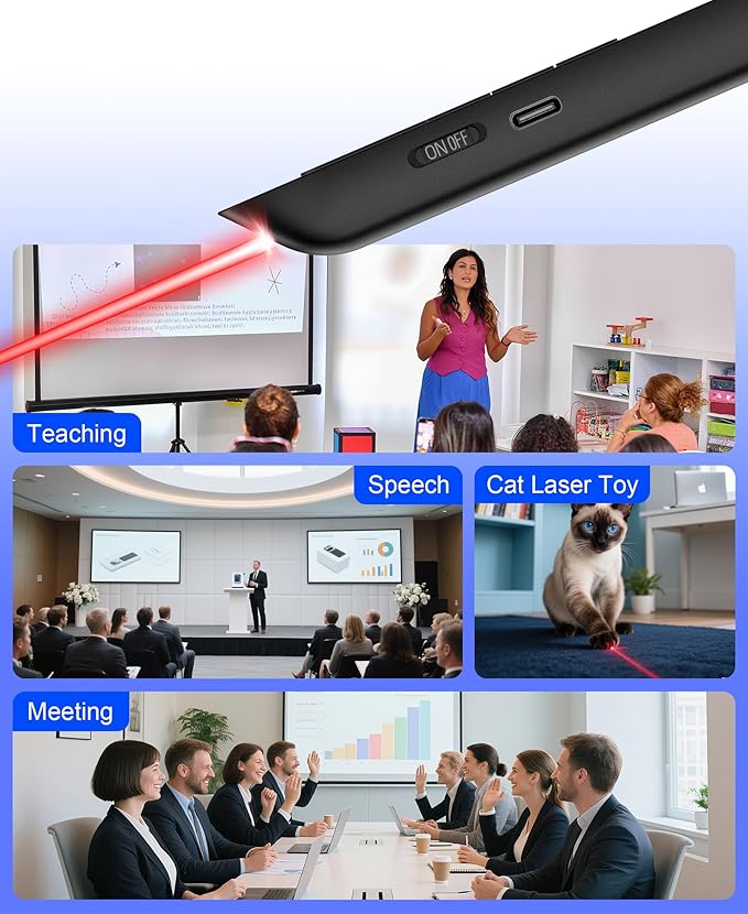 Air Mouse Clicker for Presentation Rechargeable, Presenter Clicker Remote for - Image 8