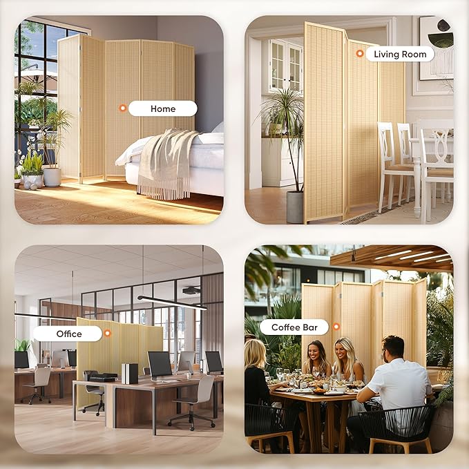JOSTYLE Room Divider Folding Privacy Screen, 6 Panel Room Divider Screen - 6 - Image 8