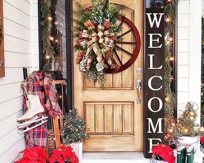 Tall Outdoor Welcome Sign for Front Door, 6ft Brown Welcome Sign, Rustic Tall by DQ+DQ+HOME+DECOR