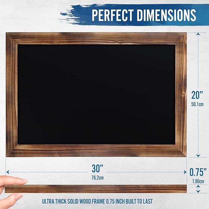 HBCY Creations 20" X 30" Torched Brown Solid Wood Frame Wall Chalkboard - Image 2