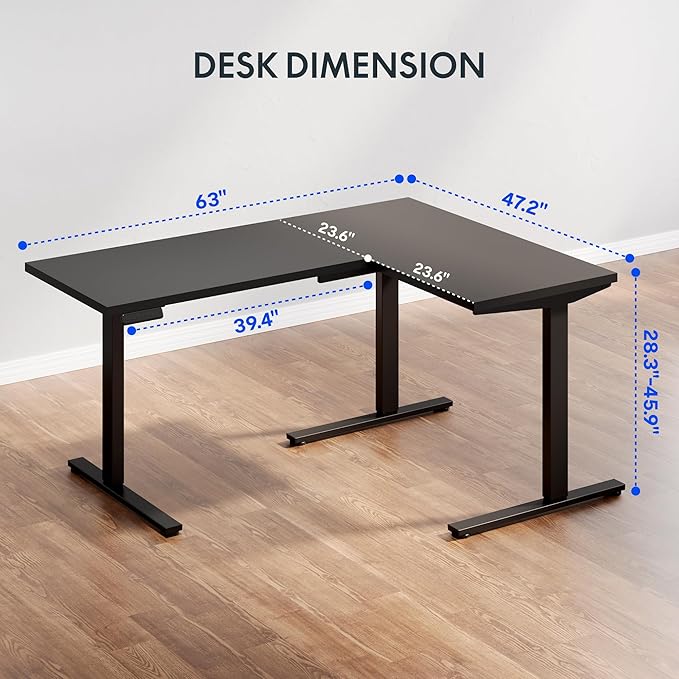 FLEXISPOT L Shaped Standing Desk, 63 x 47 Inch Electric Height Adjustable - Image 3