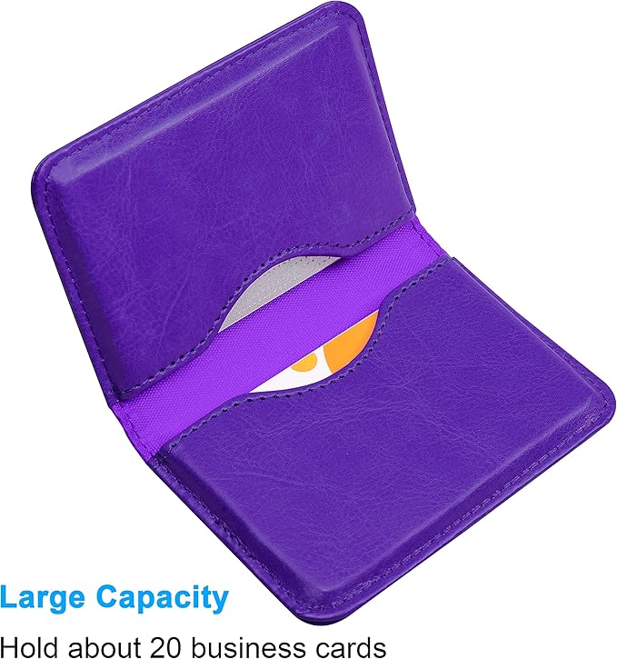Wisdompro Business Card Holder, 2-Sided PU Leather Folio Name Card Holder - Image 2